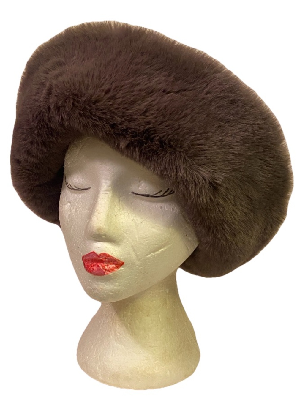 Plush Gray Faux Fur/ Shearling Women's Reversible Winter Hat sz М?